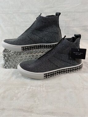 Bernie Mev Spike Gunmetal Sneaker Bootie Sz Youth 7/Women 8.5 NWT